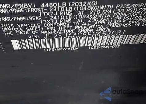 2015 Subaru Forester 2.5I из США, поврежденный, VIN JF2SJAAC6FH452681